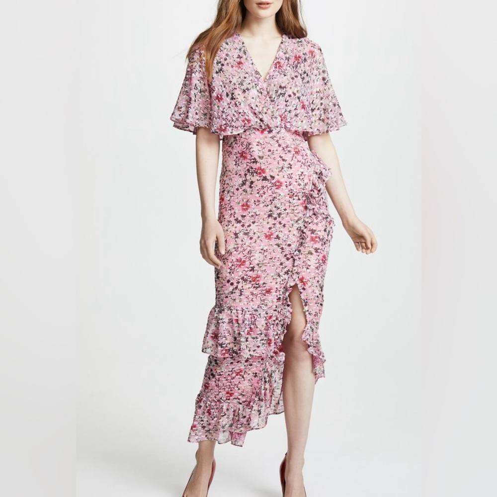 SALONI Asymmetrical Pink Floral Dress (A112) originally $725.